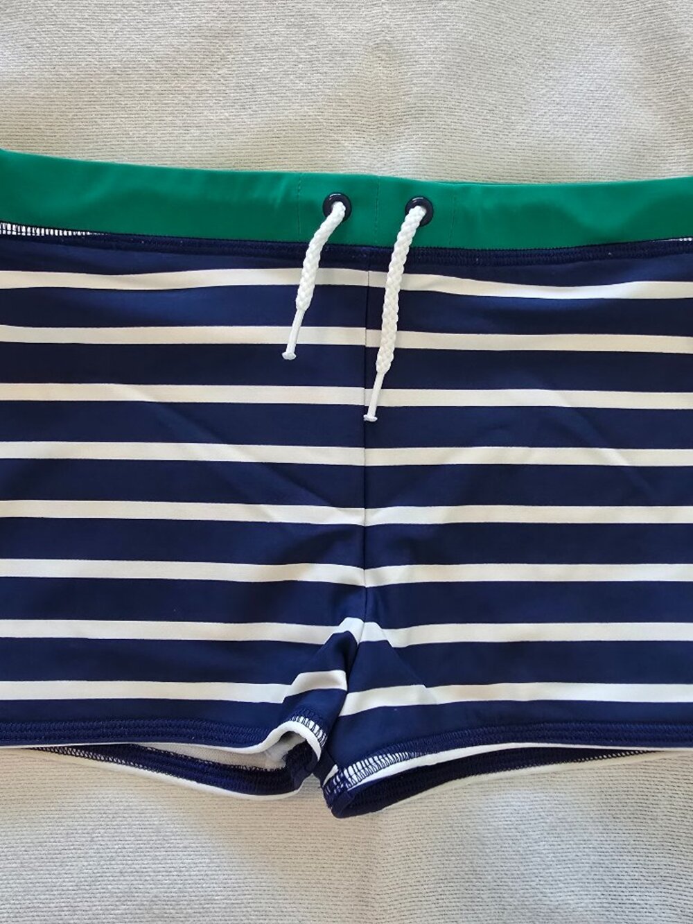 8-9Y Mini Boden Swim Trunks - Navy Blue/White